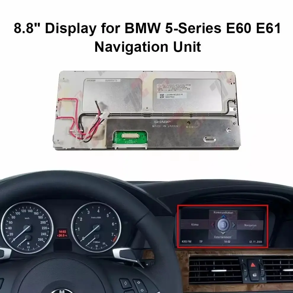 Dashboard LCD 8,8" Display für BMW E90 E91 E60 E61 E63 E64 E65 E66 E70 E71 X5 CIC CCC CID ​ LQ088H9DZ03, LQ088H9DR01, LQ088H9AR03 – Detail 2