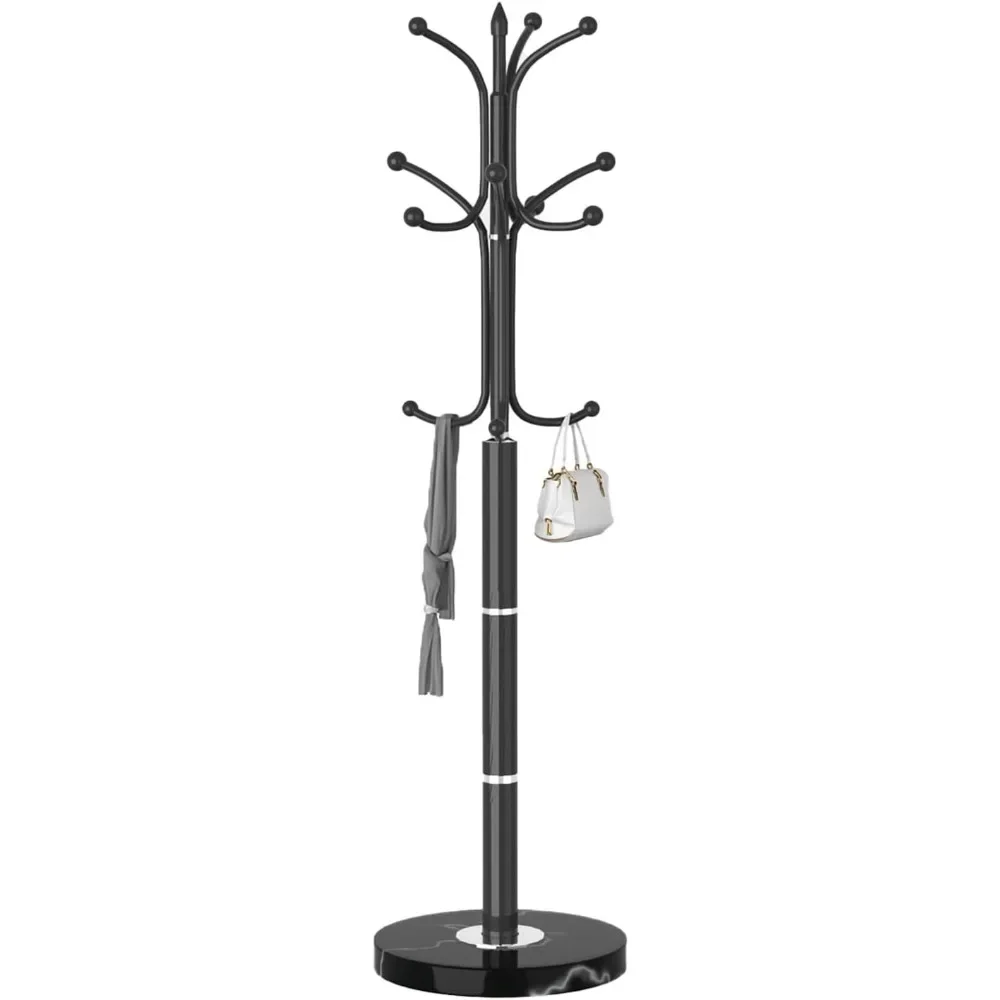 

Coat Rack Freestanding, Sturdy Coat Rack Stand with Natural Marble Base, Coat Tree Hats Hanger Holder for Entryway