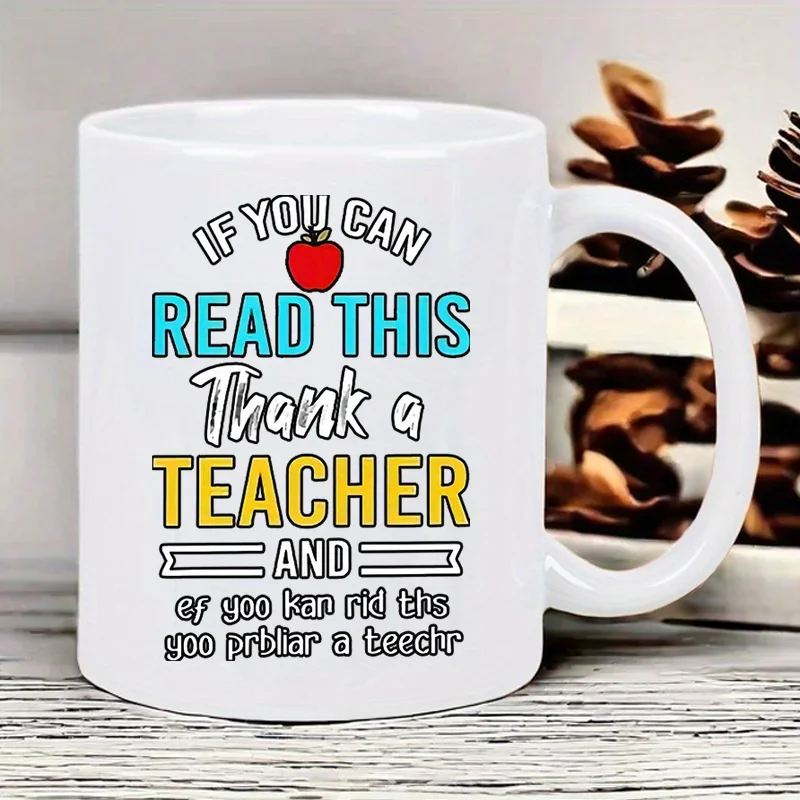 

Забавная кружка для учителя — «Если вы можете прочитать эту учительку» — белая керамическая чашка с синим и желтым текстом, классная комната, офис или Хо