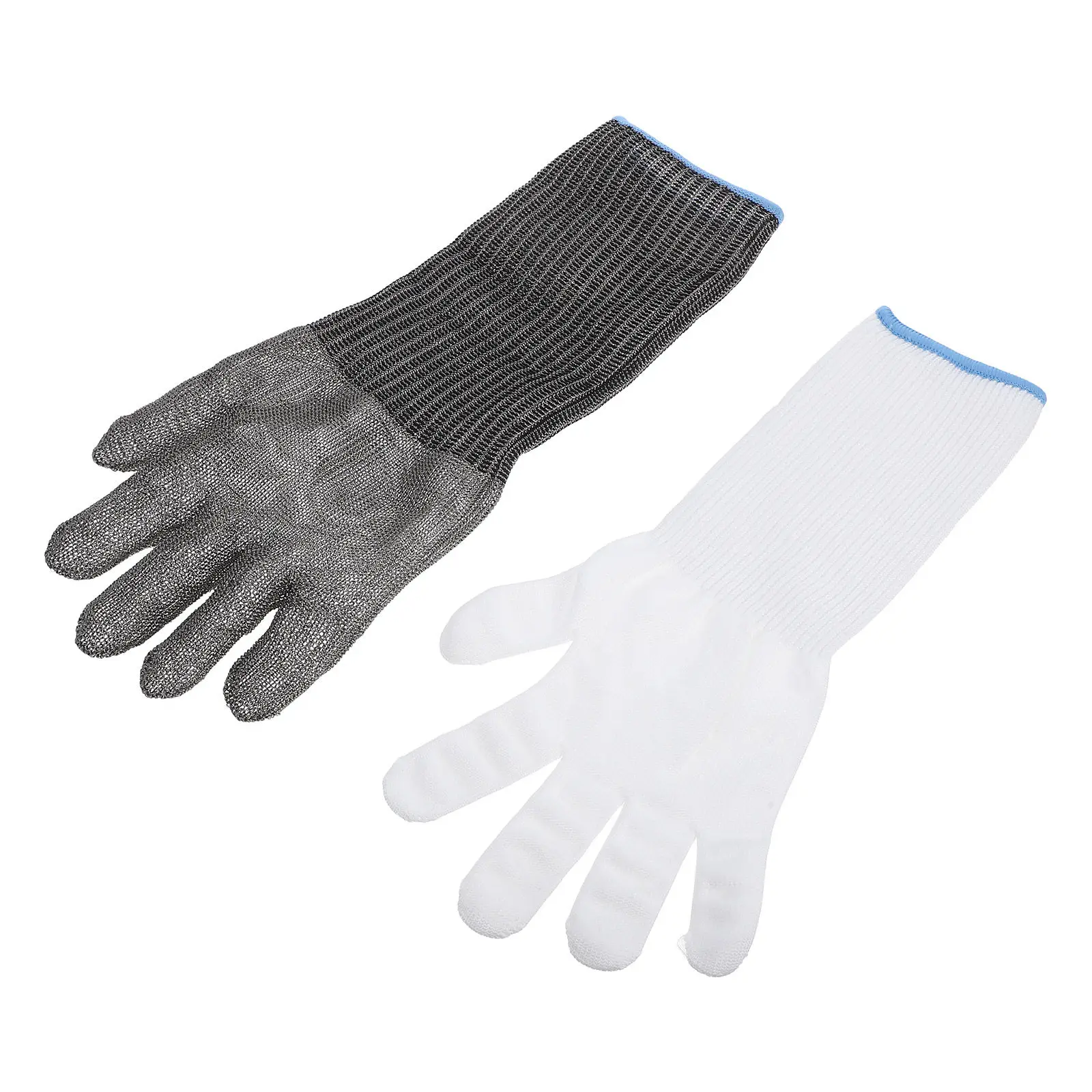 

1Pair Cut Resistant Stainless Steel Wire Gloves Extended Design for Kitchen Seafood Processing Shucking Oysters Protective