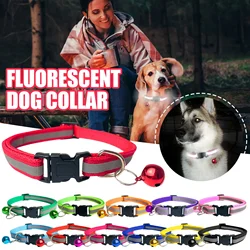 Cats Bells Collars Adjustable Nylon Kitten Safe Necklace Reflective Dog Collar With Bell Collars For Pets Puppy Pet Supplies