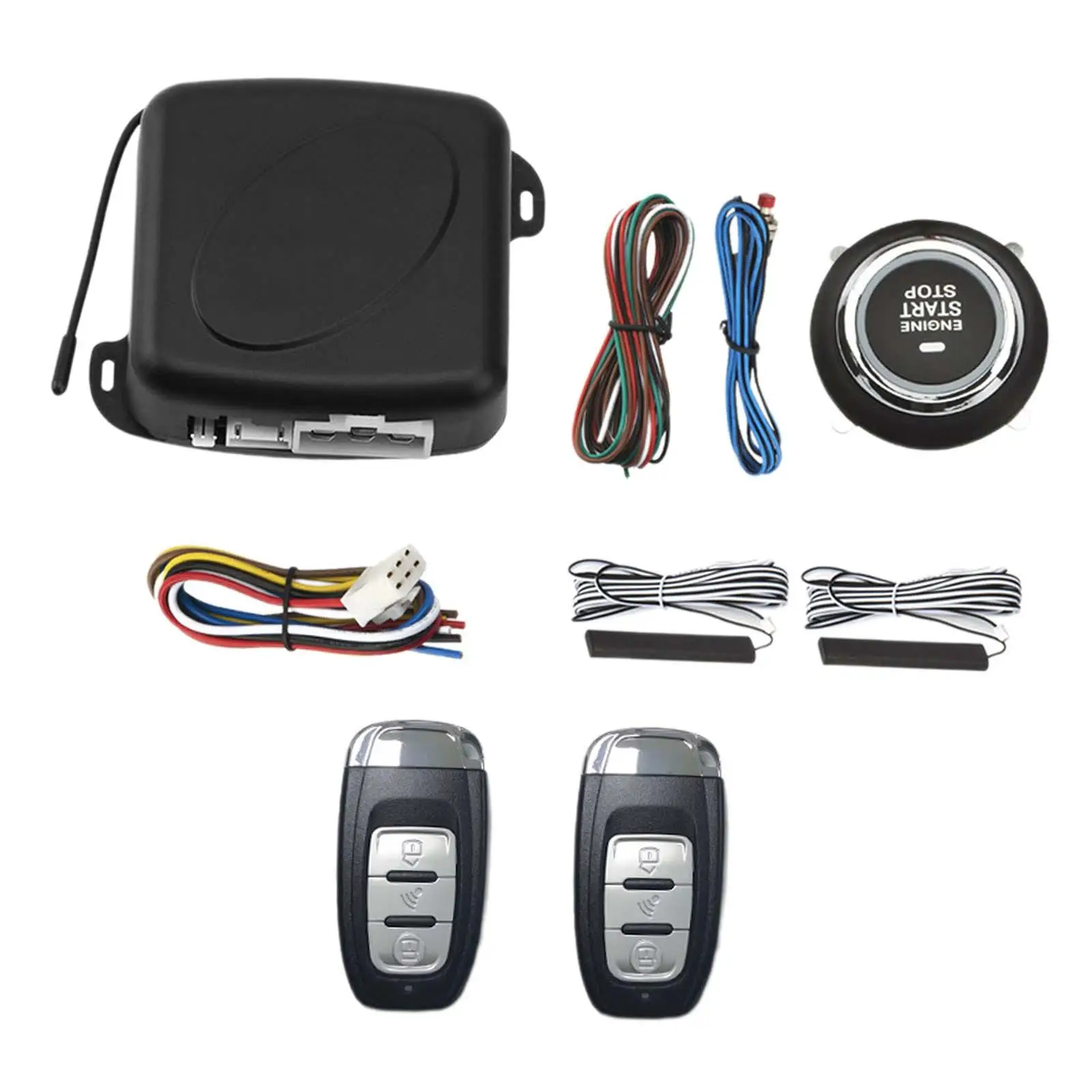 12V Spare Parts Simple Installation Car Keyless Entry Starter Push Button Set with 2 Smart Key Push to Start Ignition Kit