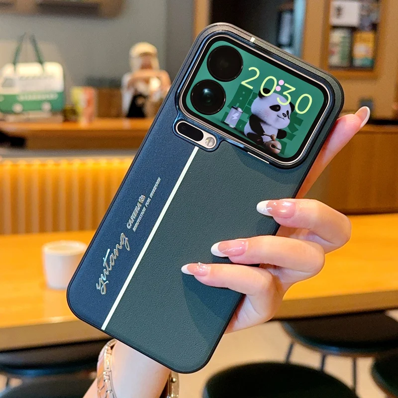 

For Xiaomi 17 Pro Max Case Luxury Colorblock Leather Fluorescent Line Cover For Mi Xiaomi 17 Pro Camera Style Shockproof Bumper