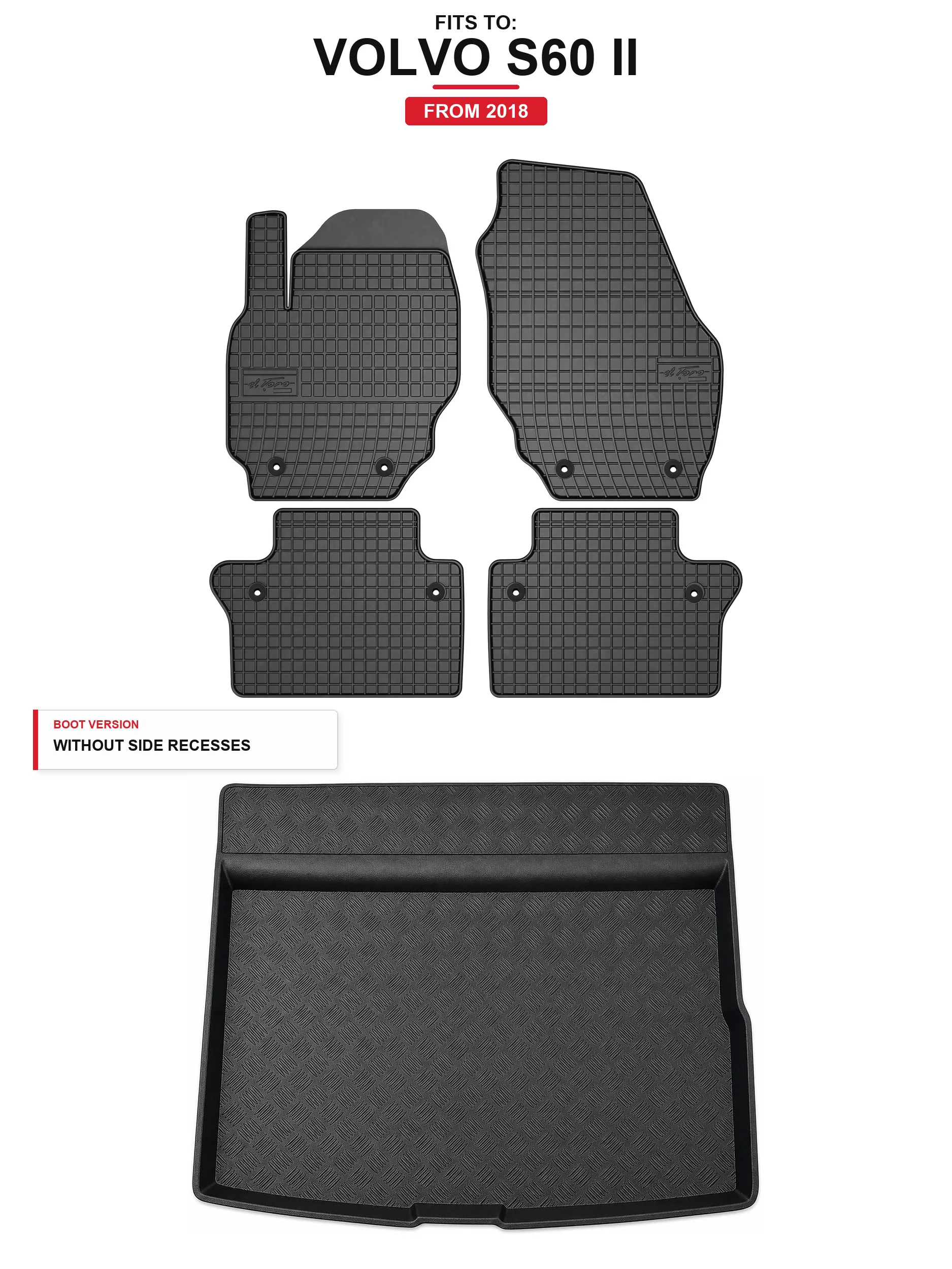 Solidpro Rubber Matten + Kofferbakmat Voor: Volvo S60 II 2018- 5 El.
