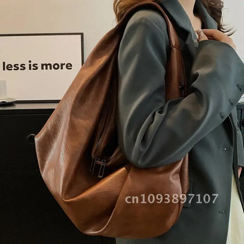 

Big Brown Tote Bags for Women Large Hobo Shopper Bag Roomy Ladies Bag Portable Handbag Shoulder Leather Quality Travel Soft Bag