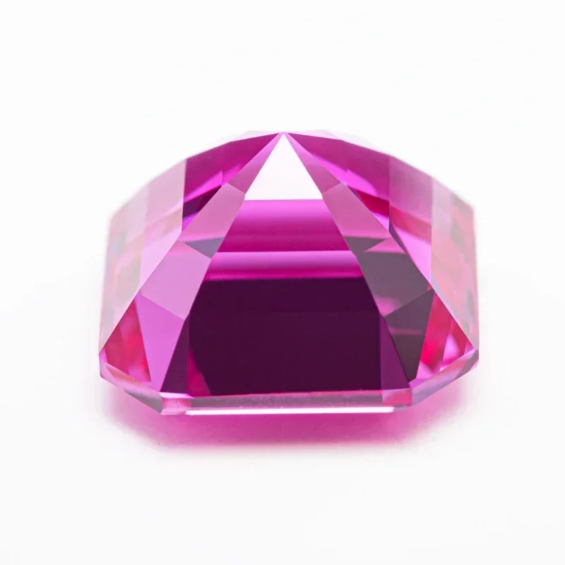 ใหม่ Lab Grown Sapphire Square Asscher ตัดสีชมพูร้อน VVS1 DIY สําหรับเครื่องประดับทําวัสดุเลือก AGL ใบรับรอง