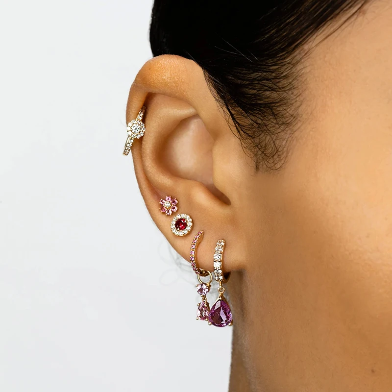 925 Sterling Silver Needle Colorful Crystal Mini Round Stud Earrings for Women 8 Color Crystay Luxury Earrings Fashion Jewelry