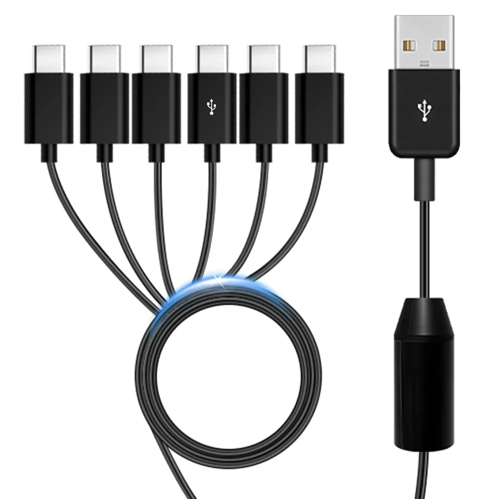 

USB C Splitter Multi Charging Cable USB to Type-C Charger Cord for Mobile Phones Tablets Charging 6 Devices Simultaneously