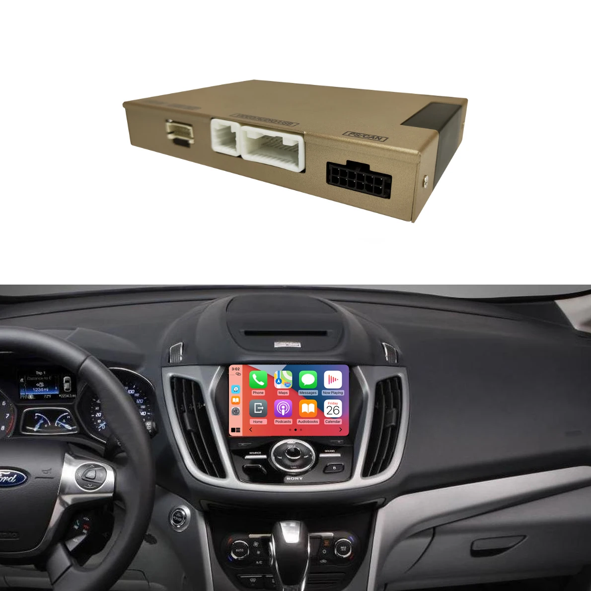 Road Top Ford Wireless Carplay Decoder For Central Control Screen Upgrade Of SYNC2 CarPlay for Car Ford C-max