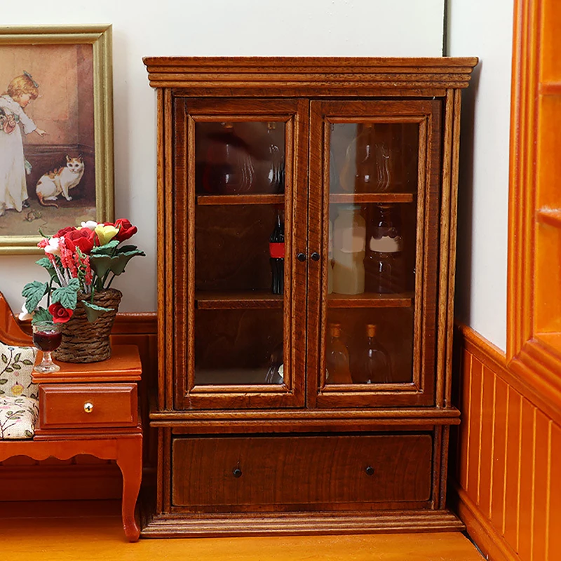 

Unique Miniature Dollhouse Furniture Wine Storage Cabinets Decor Toy 1:12 Scale