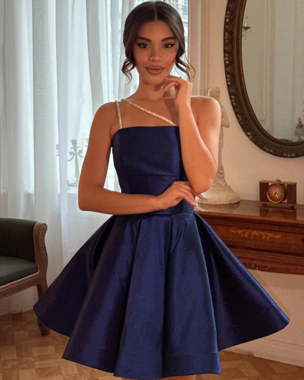 

Customized High Quality Matching Charmeuse Sequined Pleat A-line Strapless Mini Dresses Bespoke Occasion Dresses Fashion Sexy