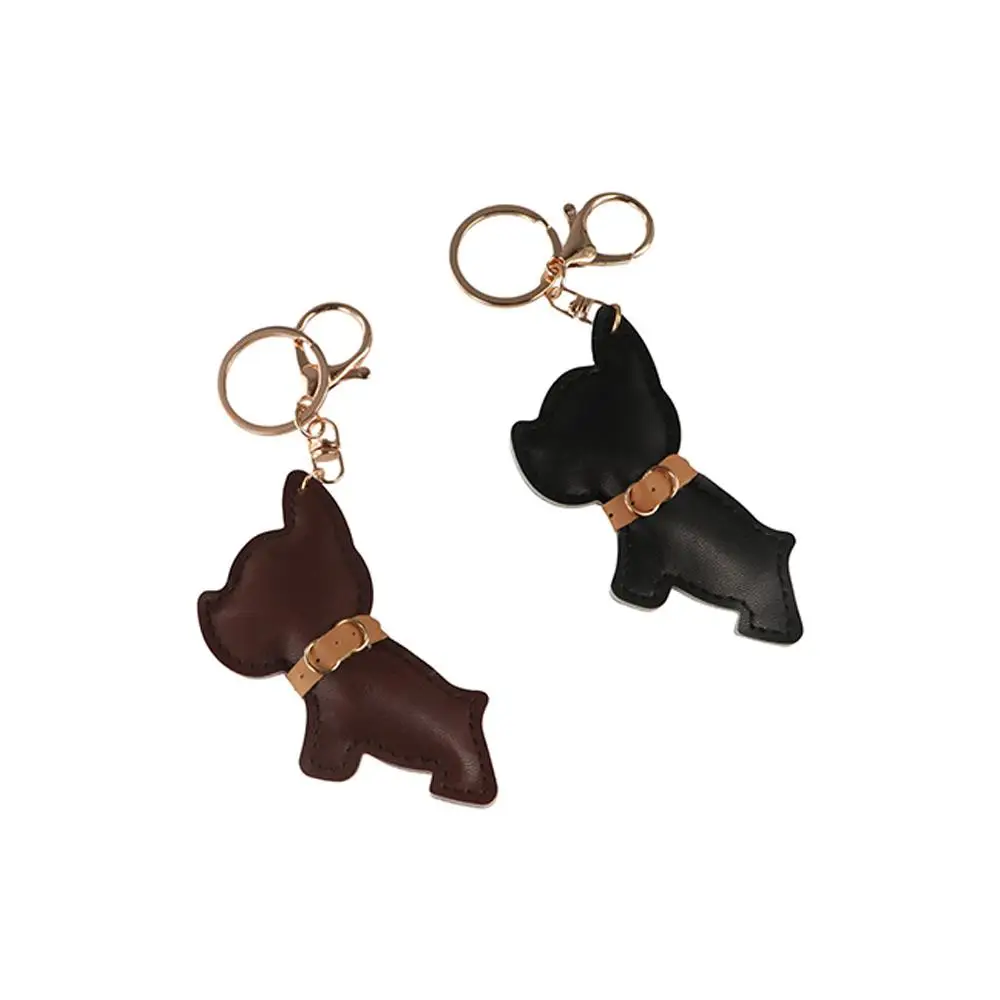 Moda couro do plutônio bulldog chaveiro bonito filhote de cachorro animal cão couro do plutônio cabide dos desenhos animados moda bulldog saco pingente feminino