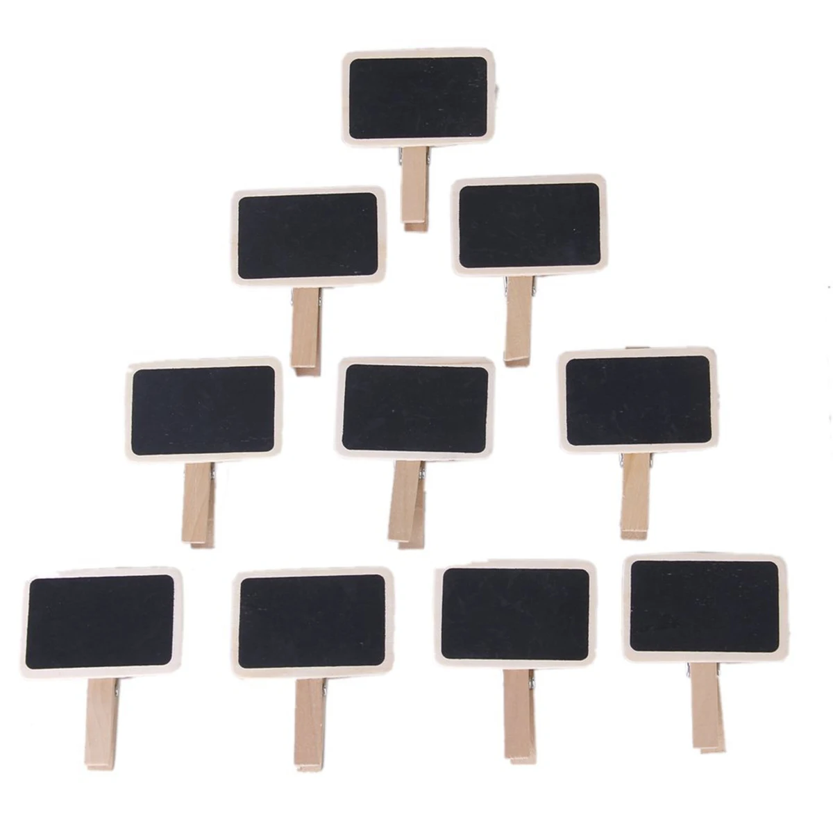 10pcs Mini Wooden Blackboard Clips 6x4cm Desk Memo Sign Rectangular Chalkboard Hanging Photos Notes Papers Craft Decor Display
