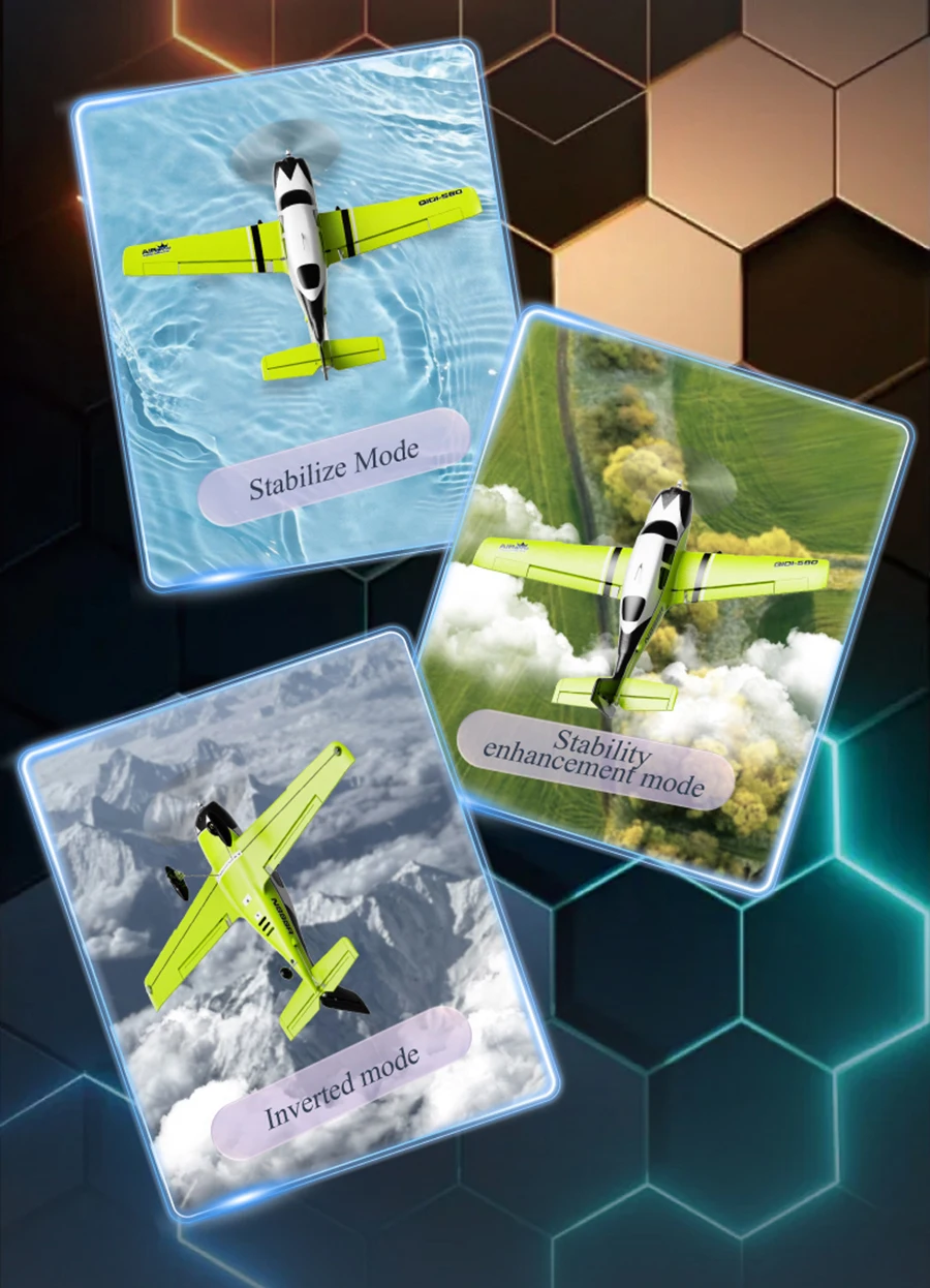 Avion télécommandé 520MM 20.4 pouces, avion de simulation 580 sans balais à 4 canaux de taille moyenne avec équilibrage automatique et