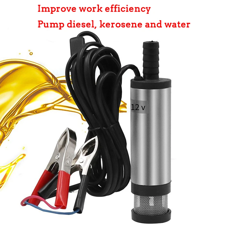 Portable Mini DC 12V 24V Electric Submersible Pump for Pumping Diesel Oil Water Aluminum Alloy Shell 12L/min Fuel Transfer Pump