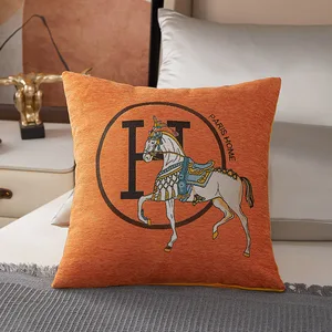 Croker horse 45cm bid pillow pillow cushion covers 1 pcs luxury embroidery embroidery modern style sofa pillow new copper 10 main sales luxury embroidered pillows - №1