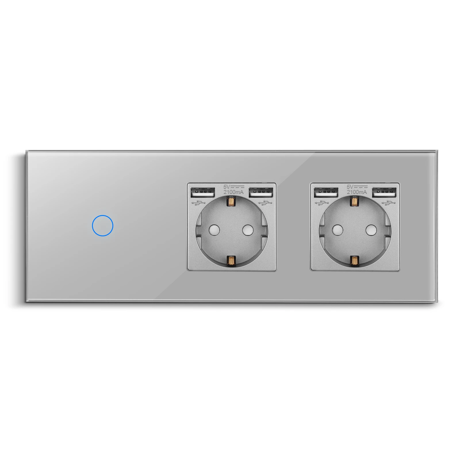 DAJIMEI 1/2/3 Gang 1/2 Way Touch Switch with Double USB Wall Socket Crystal Glass Panel Sensor Switches EU Dual USB Outlet