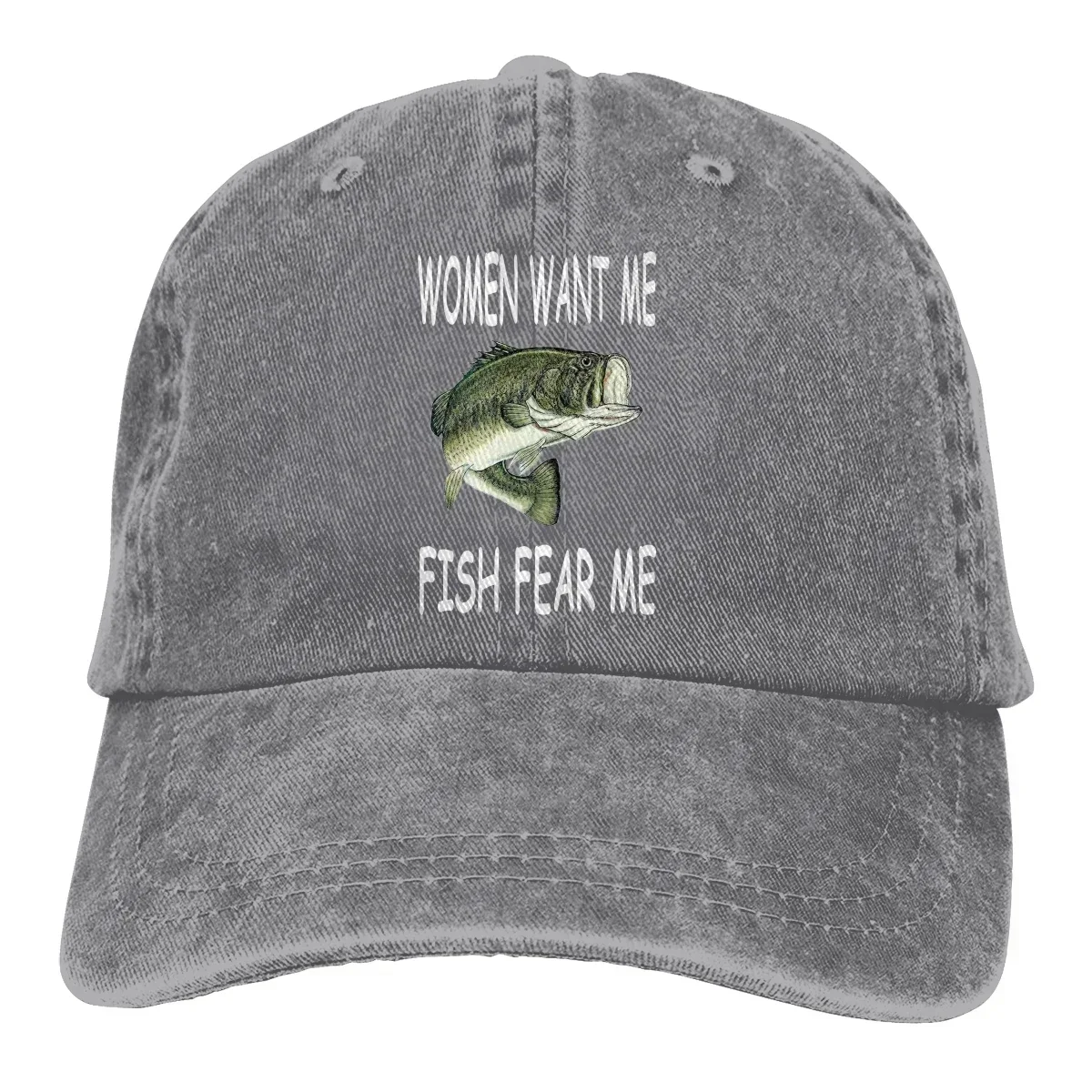 Casquette de baseball en denim pour hommes et femmes, chapeau Snapback, sports d'été, chapeaux Hip Hop, casquettes, Want Me Fish, Fear Me