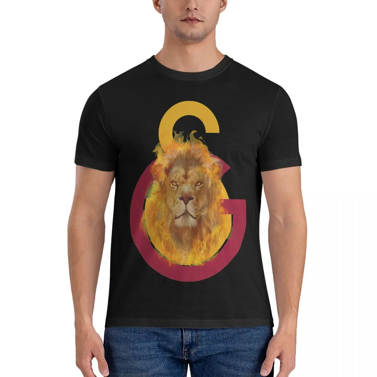 Aslan Fire T-Shirt Men Galatasarays Fashion Cotton Tee Shirt Crewneck Short Sleeve T Shirts Gift Clothing