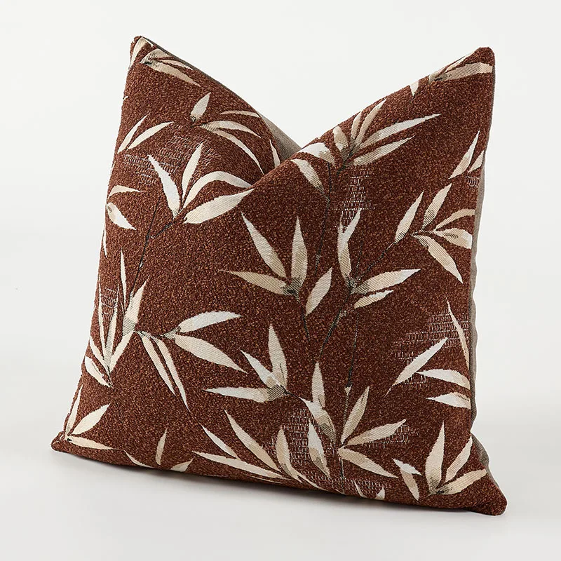 1pc Elegant Luxury Pillowcase 45x45 50x50cm High-end Decorative Cushion Cover Bamboo Jacquard Throw Pillow Cover Red Brown Color