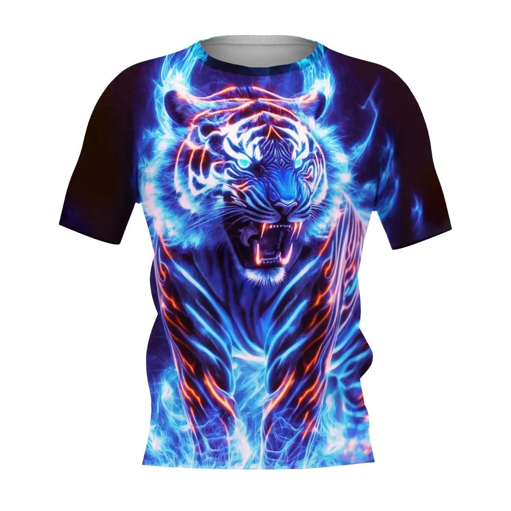 New Summer Animal Tiger Pattern 3D Print T-Shirts Men Women Cute O-Neck Short Sleeve Oversized Harajuku Tee Top Kid Man