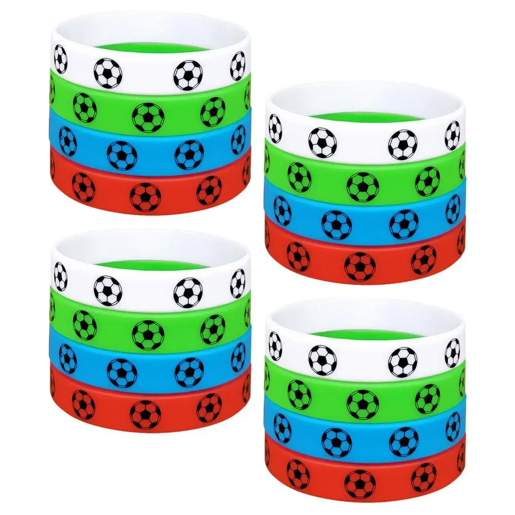 

16 Pcs Football Wristbands Team Fans Club Gift Men Silicone Bracelet Green Colors Comfortable Accessory