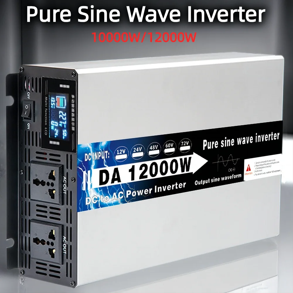 Solar Inverter 8000W 10000W 12000W Power Pure Sine Wave Inverters Inversor 24v 110v Onda Pura 12v 48v 220v Car Voltage Converter