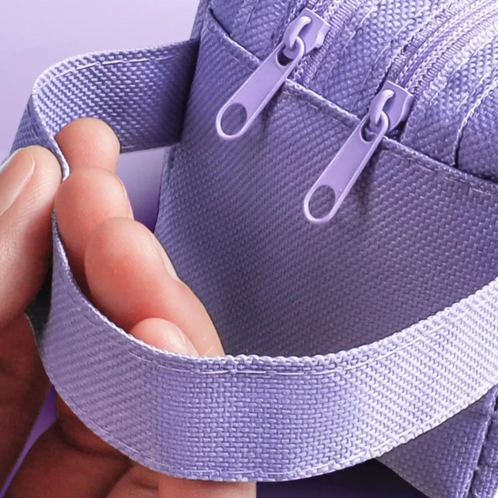 Cartoon Handheld Pen Bag Large Capacity Portable Stationery Bag Double Layers Pencil Case Gift