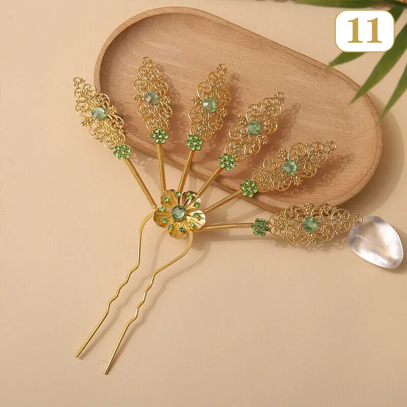Women Ancient Hanfu Thai Headdress Leaf Headwear Hair Clip Umbrella Hair Sticks Hair Jewelry Bride Wedding Accessories