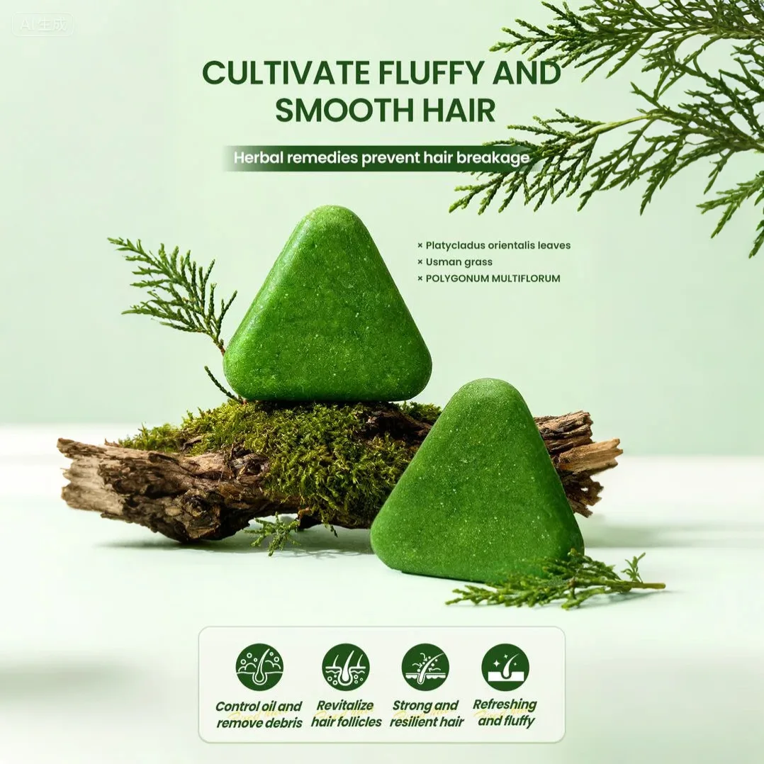 

120g Seven Green Platycladi Usman grass handmade shampoo soap Refreshing and Flushing Healthy Anti-removal Hair Nourishing Clean