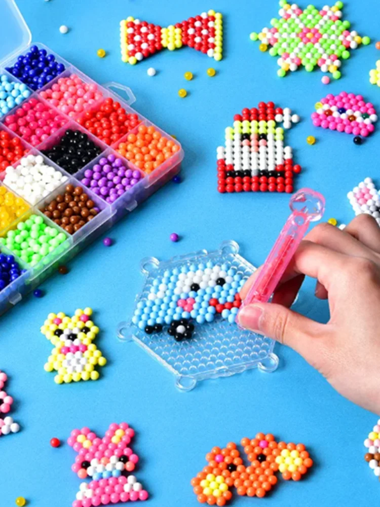 1000 sztuk / pudełko DIY Spray wody Magic Beads Ręcznie robione zabawki Zestaw zabawek dla dzieci Kolorowe kryształowe koraliki Puzzle Zestaw do rękodzieła Prezent Różnorodne zabawki fasolowe — zdjęcie 2