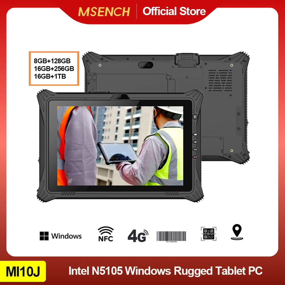

10.1" IP67 Waterproof Rugged Tablet For Industrial 16GB+1TB Windows 10/11 Pro Intel Celeron Processor N5105 With NFC 2D Scanner