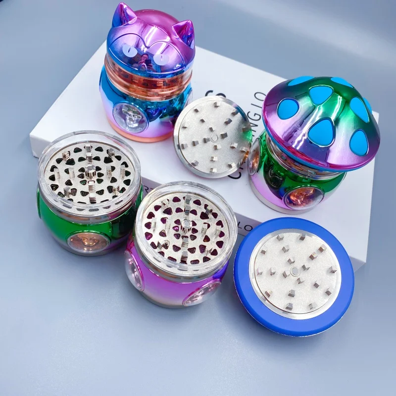 2.5inch/63mm Cat Herb Grinder 4-layer Manual Spice Mill Mushroom Crusher Raw Grass Tobacco Grinder Smoking Cigarette Accessories