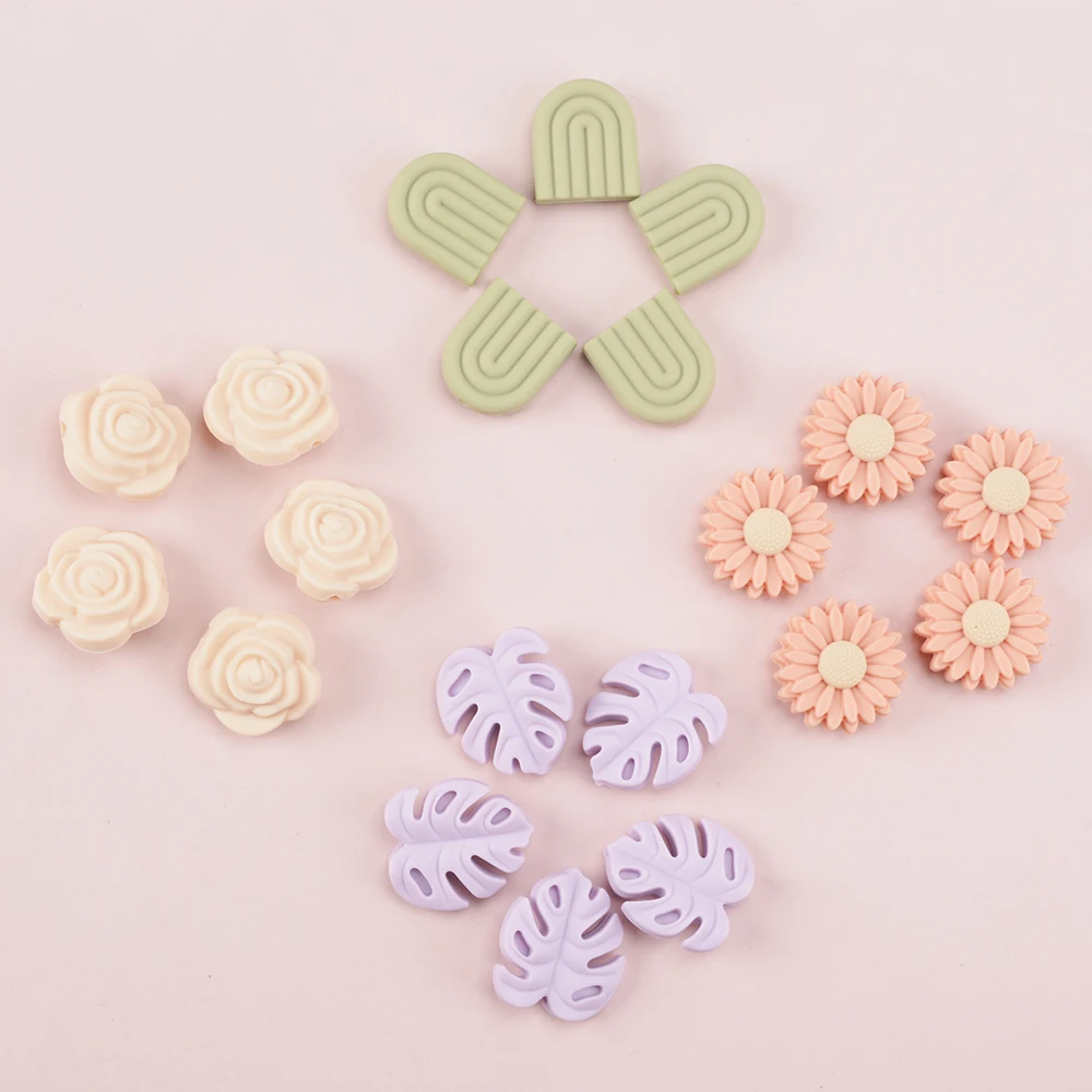 LOFCA 22mm Daisy Flowers Loose silicone beads Arch beads for silicone necklaces DIY silicone  Necklaces silicone beads