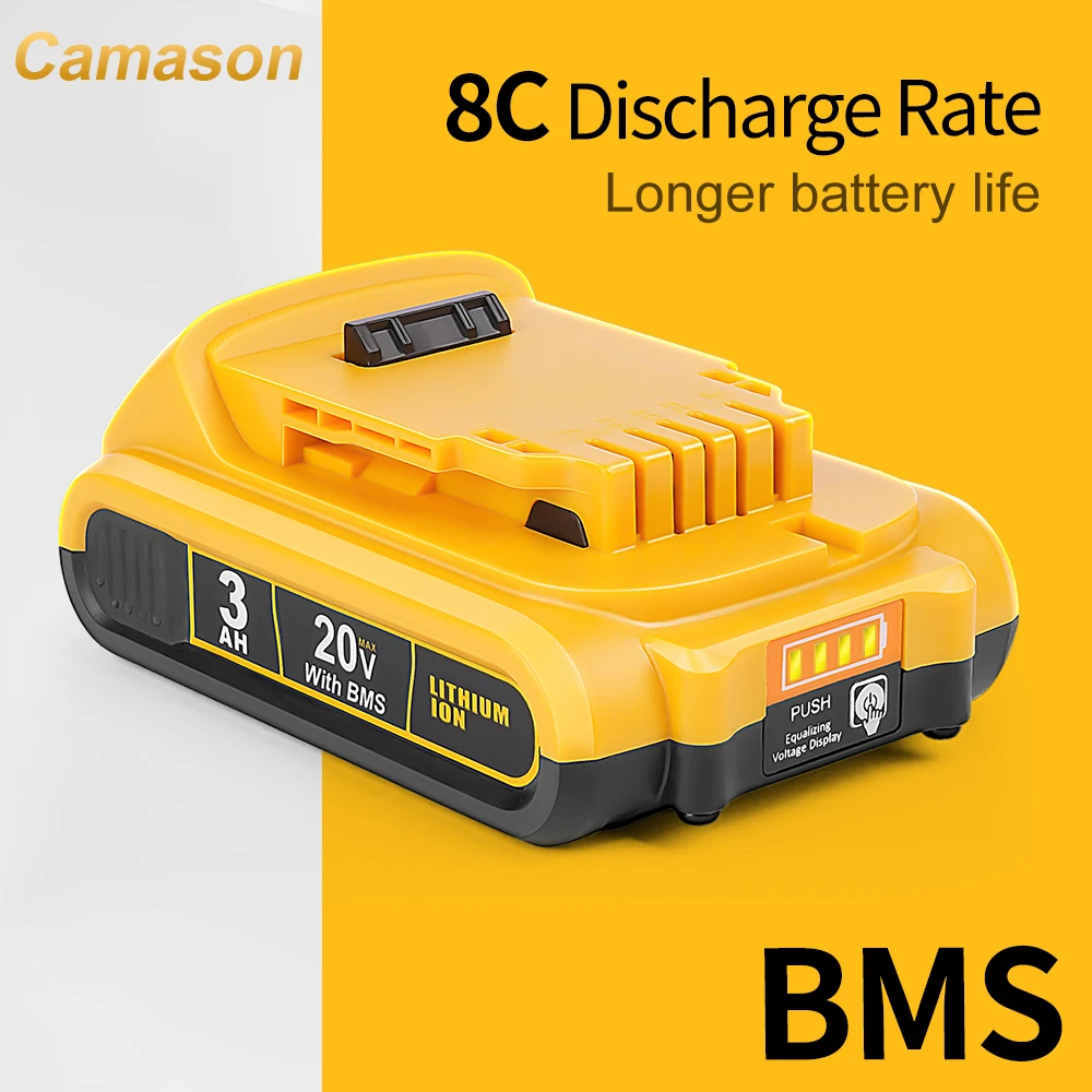 Camason 3Ah Battery for Dewalt 18V 20V power Tools rechargeable electric tool Accessories Lithium batteries Replace DCB200 184