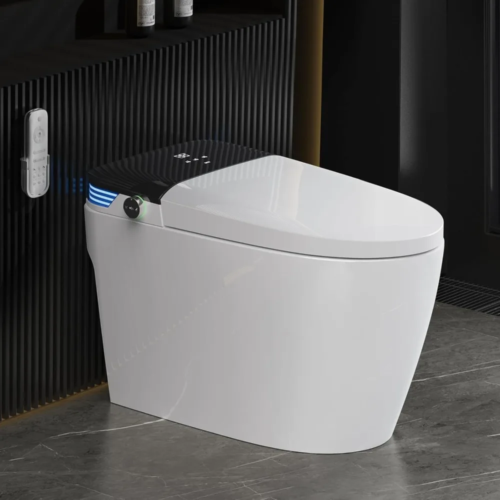 Tankless Smart Toilet，With Bidet Built In, Auto Flush, Auto Open,Heated Seat,Warm Water、Dry,Wireless Remote Control,Smart Toilet