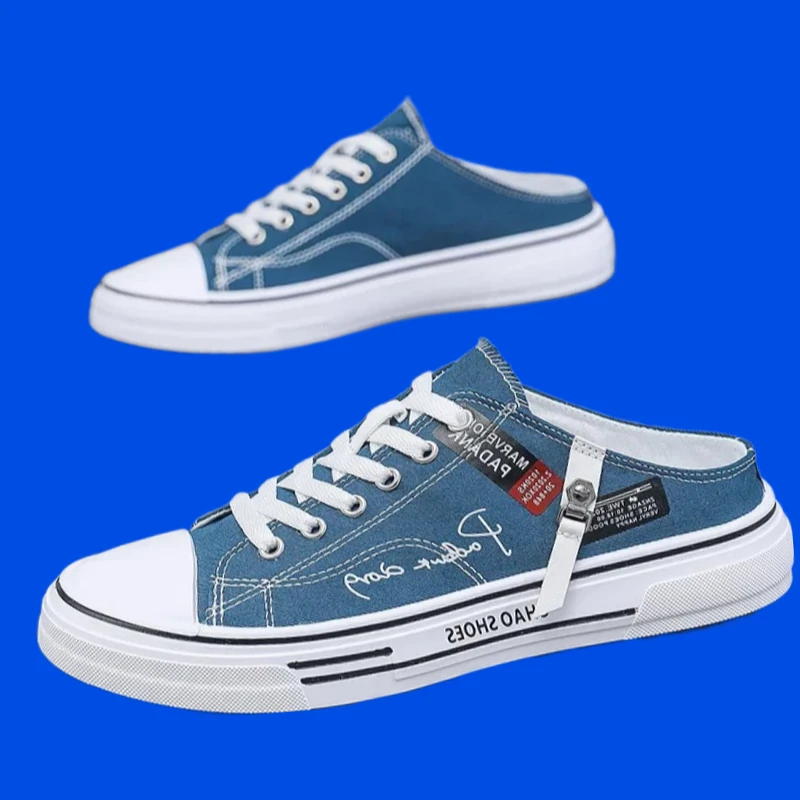 

Fashion Closed-toe Half-slip Shoes for Men Summer Breathable Loafers Men's Casual Slippers Thick-soled Comfortable Walking Shoe