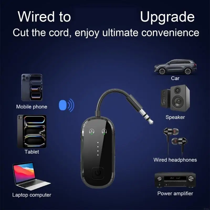 

Bluetooth-Compatible 5.4 Adapters Auxiliary Sound Transmitters Receiver With Double Device Connection For TV Car Speaker 896C