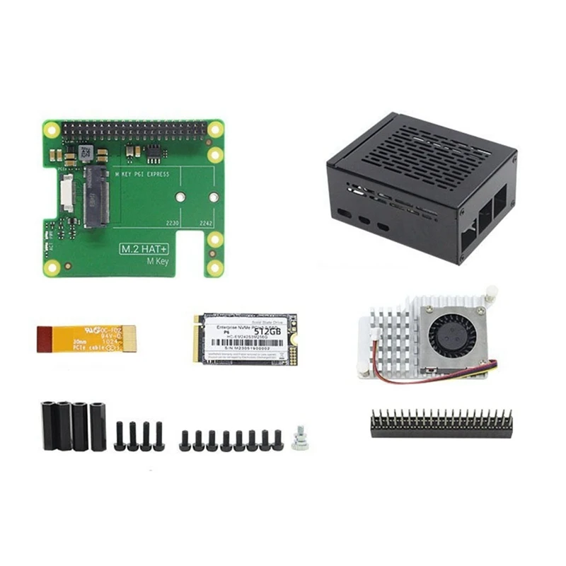 Pcie To M.2 HAT+For Raspberry Pi 5 Gen2 Gen3 M.2 NVME SSD 2230/2242 M Key PCIE GPIO Expansion Board For RPI5 Kit