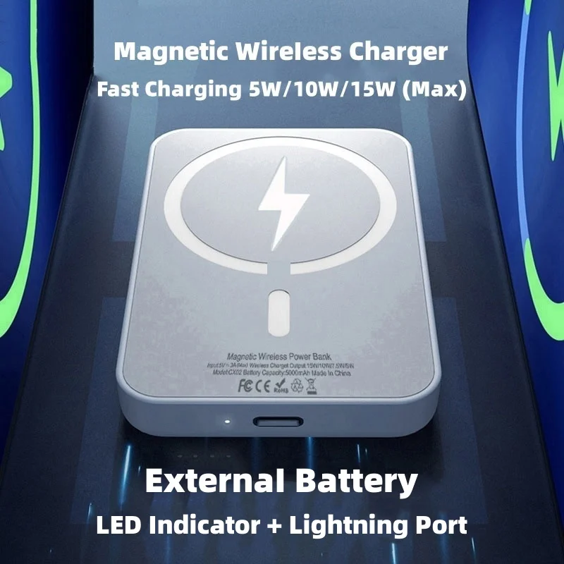 10000mAh Magnetic Power Bank Wireless Fast Charger For iPhone 12 13 14 15 Pro Max Mini Powerbank External Auxiliary Battery Pack