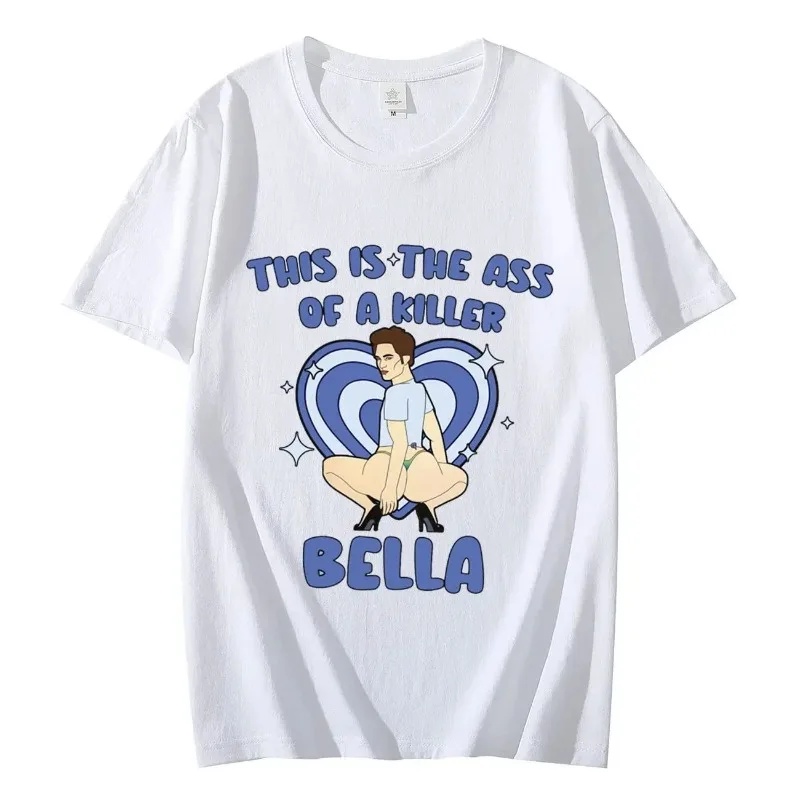 T-shirt casual estiva in cotone con immagine parodia stampata in 2D, immagine di parodia 2D, immagine di parodia, moda astratta, comoda, stile Y2K