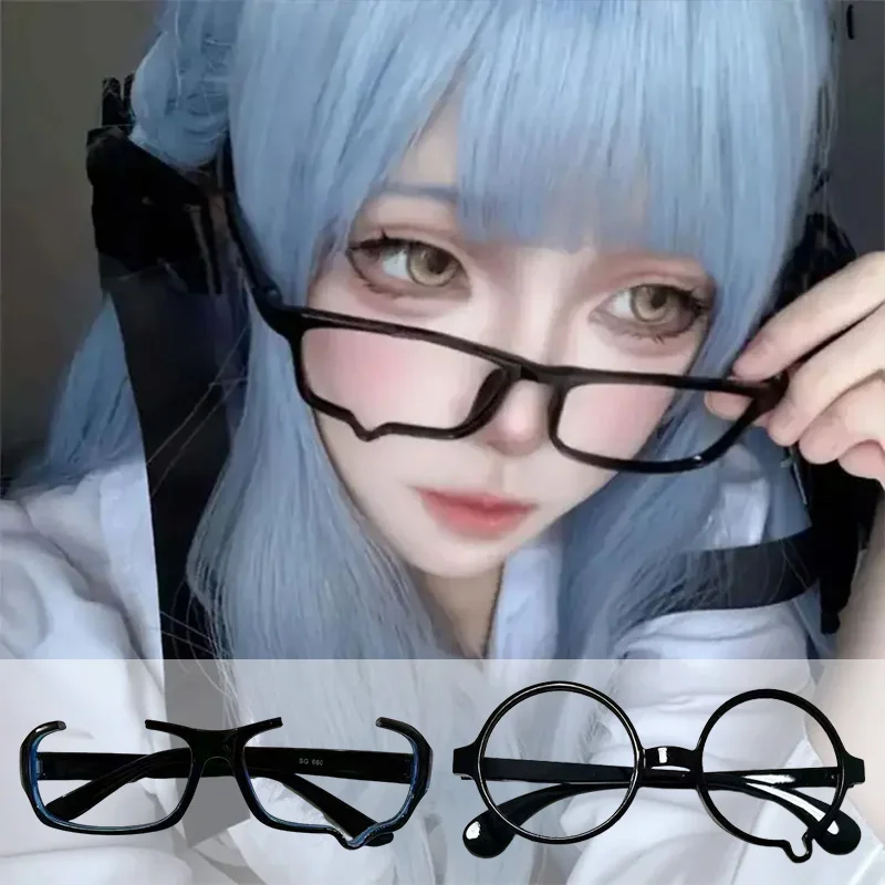 Y2K Neutrale Anime-Brille ohne Linse, dekorativer Augenrahmen, Cosplay, Kawaii, Party, Cosplay-Zubehör, Anime-Tropfenbrille