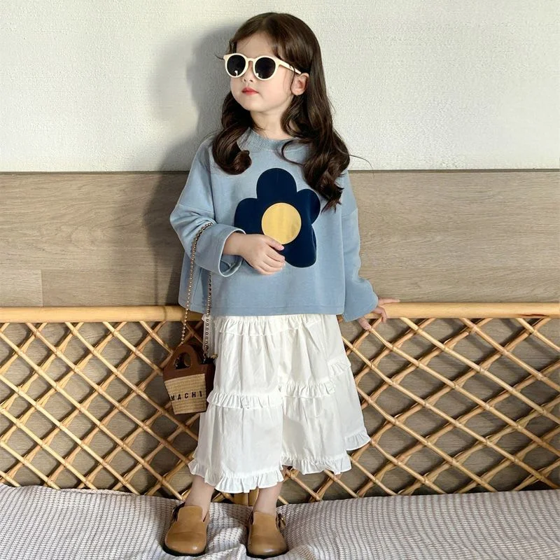 

Girls Sweatshirts +Skirts Kids Suits 2PCS/Set Cotton 2024 Beautiful Spring Autumn Cotton Tracksuit School Suits Beach Children C