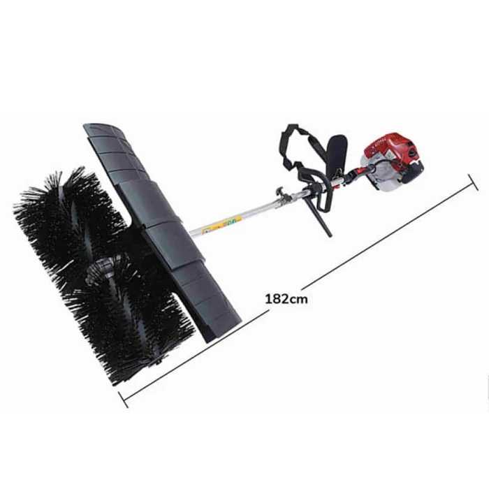 Gasoline Powered Sweeper 52CC 2-stroke engine 1700w Power Brush Walk Behind Lawn Sweeper Outdoor Broom Cleaning Tools