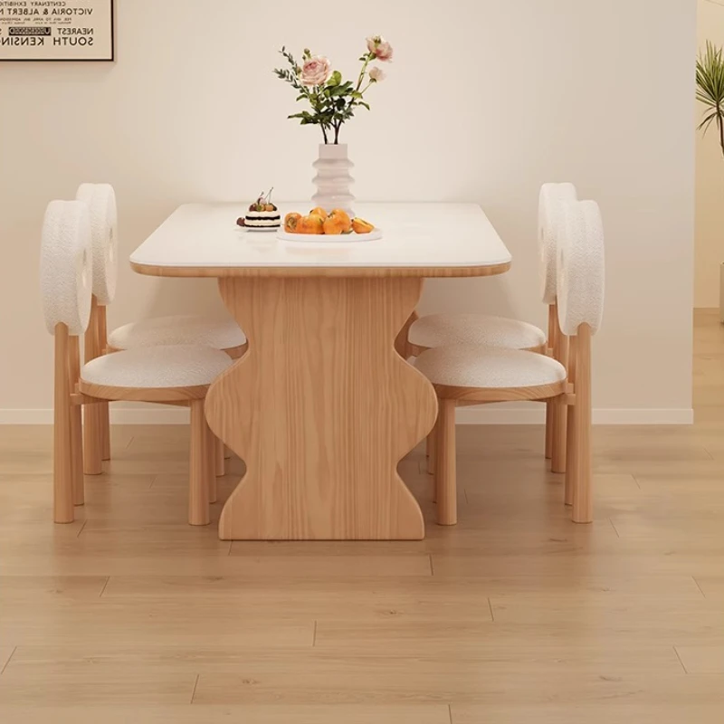 

Log Cream Style Vogue Unique Legs Slate Dining Table Light French Modern Concise Table Hermoso Y Duradero Dining Room Furniture