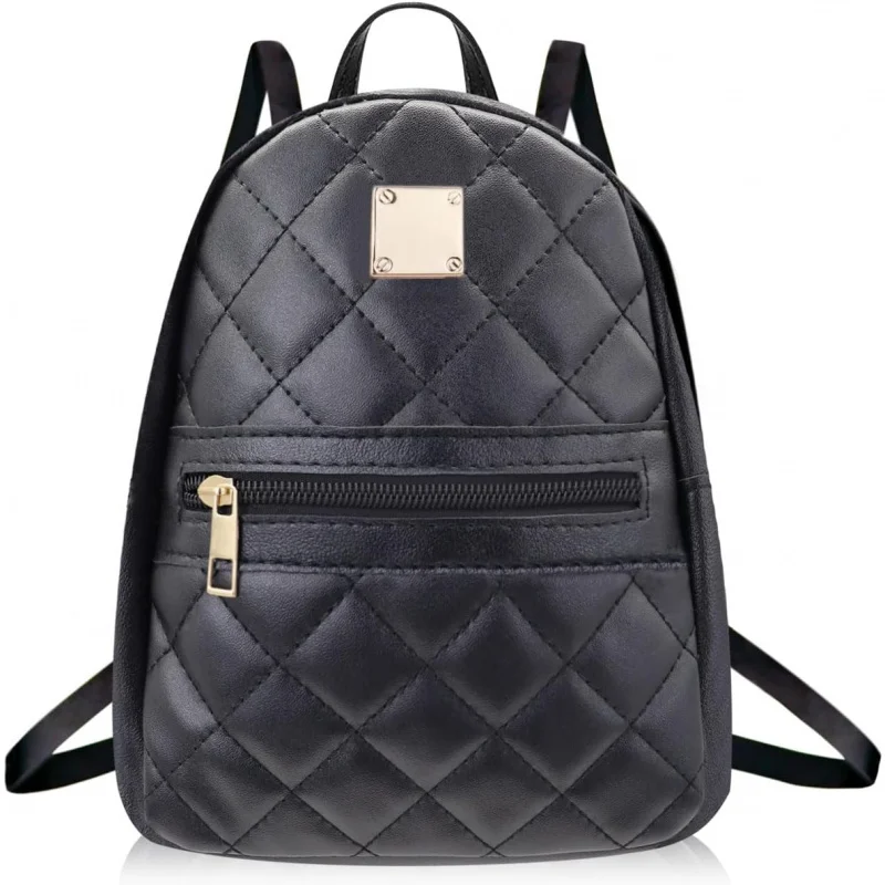 Monedero, mochila pequeña de PU para mujer, lindas mini mochilas con correa ajustable para citas, compras (negro)