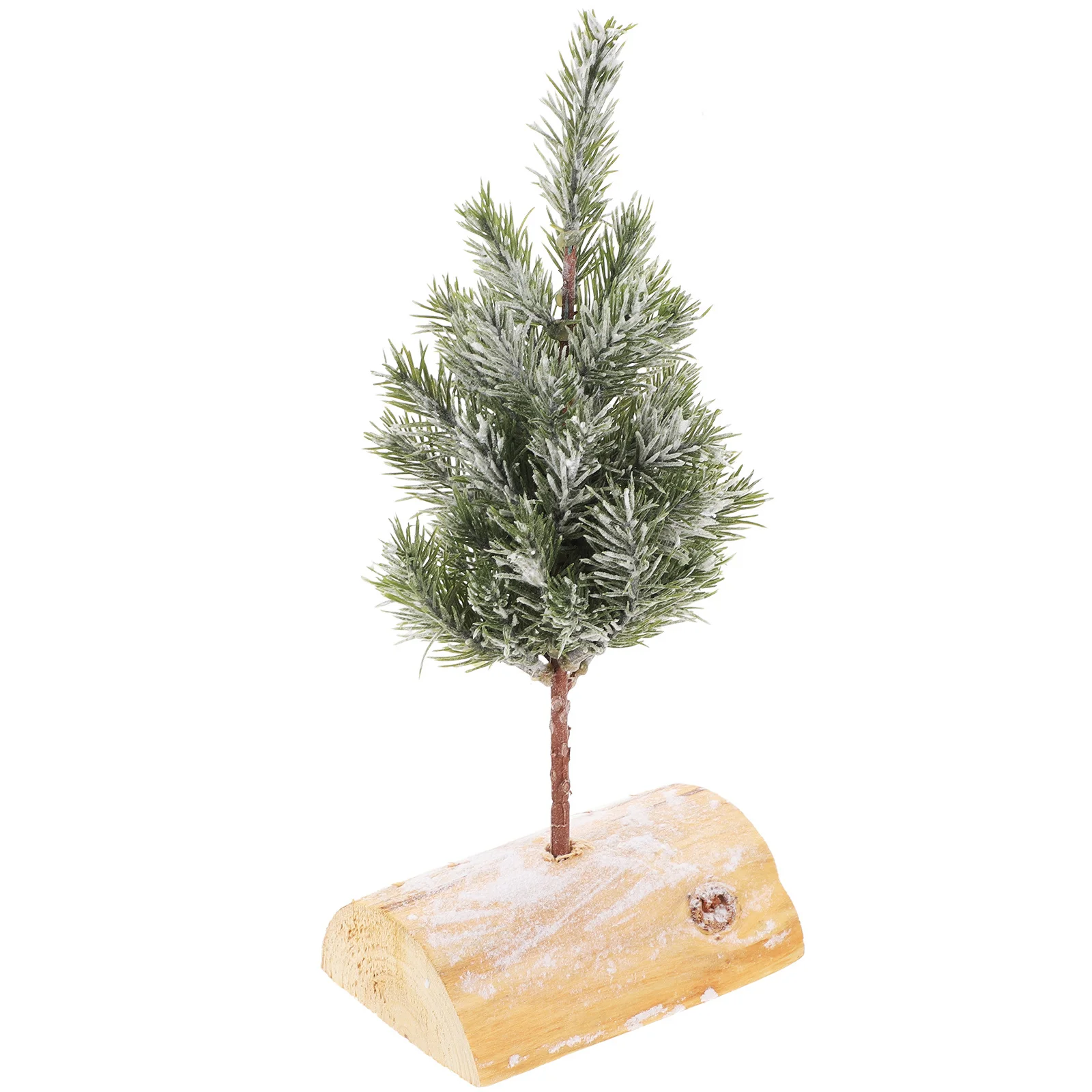 

Desktop Xmas Tree Small Artificial Christmas Tree Snowy Appearance Wooden Base Decorative Tabletop Trees Artificial Xmas Trees