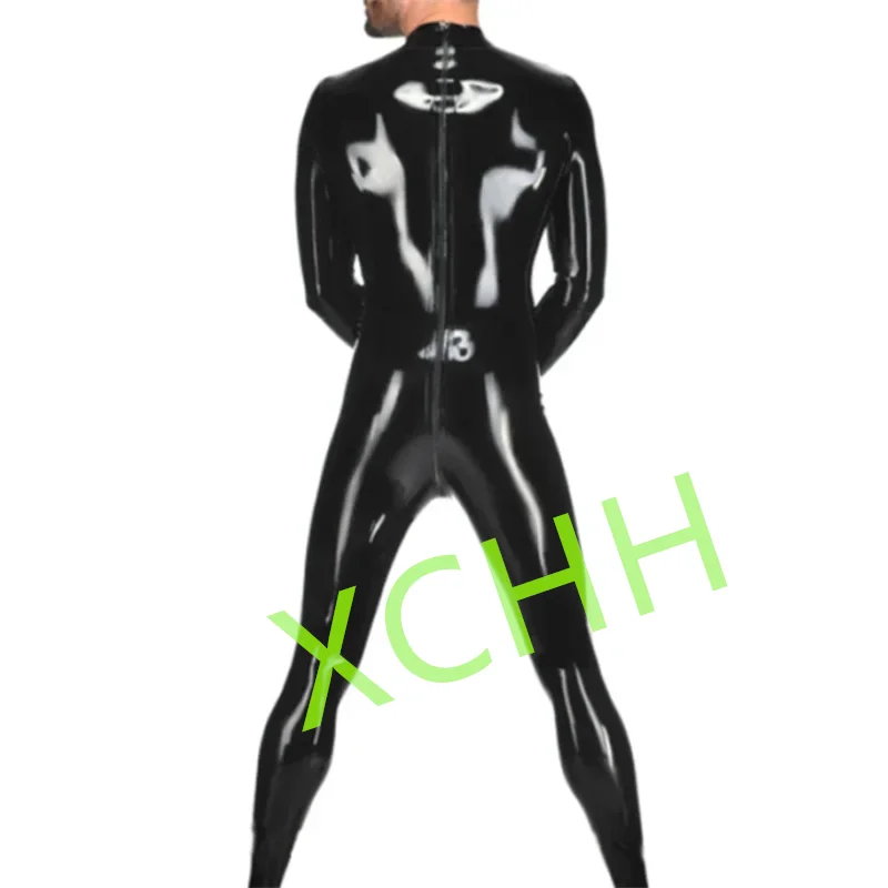 اللاتكس Catsuit المطاط ارتداءها بذلة الظهر المنشعب الصدر المعصم زيبر تأثيري ازياء (بدون جوارب)