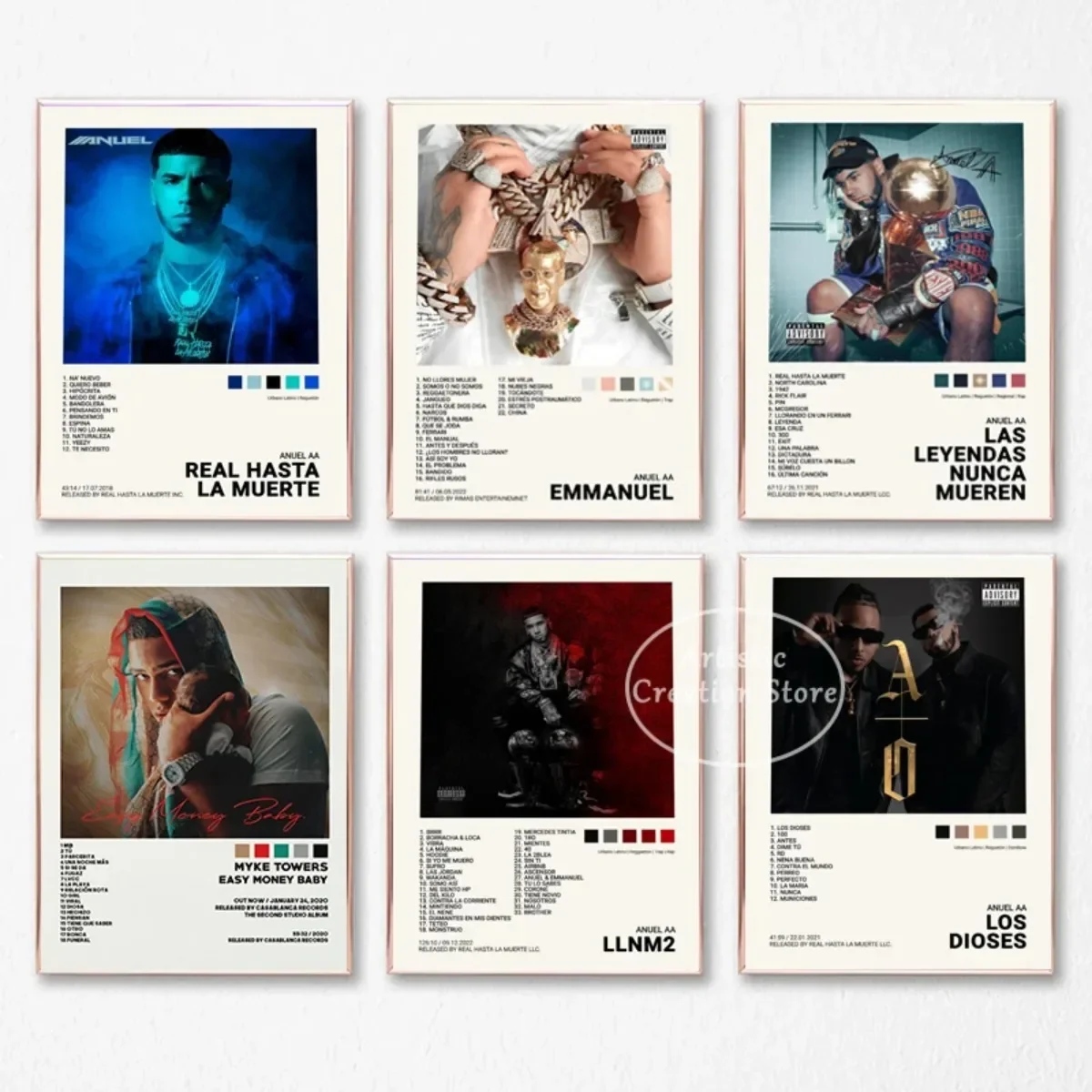 قائمة التتبع Anuel AA Real Hasta La Muerte غطاء ألبوم الموسيقى المشارك طباعة قماش اللوحة صورة جدار الفن غرفة نوم ديكور المنزل الهدايا