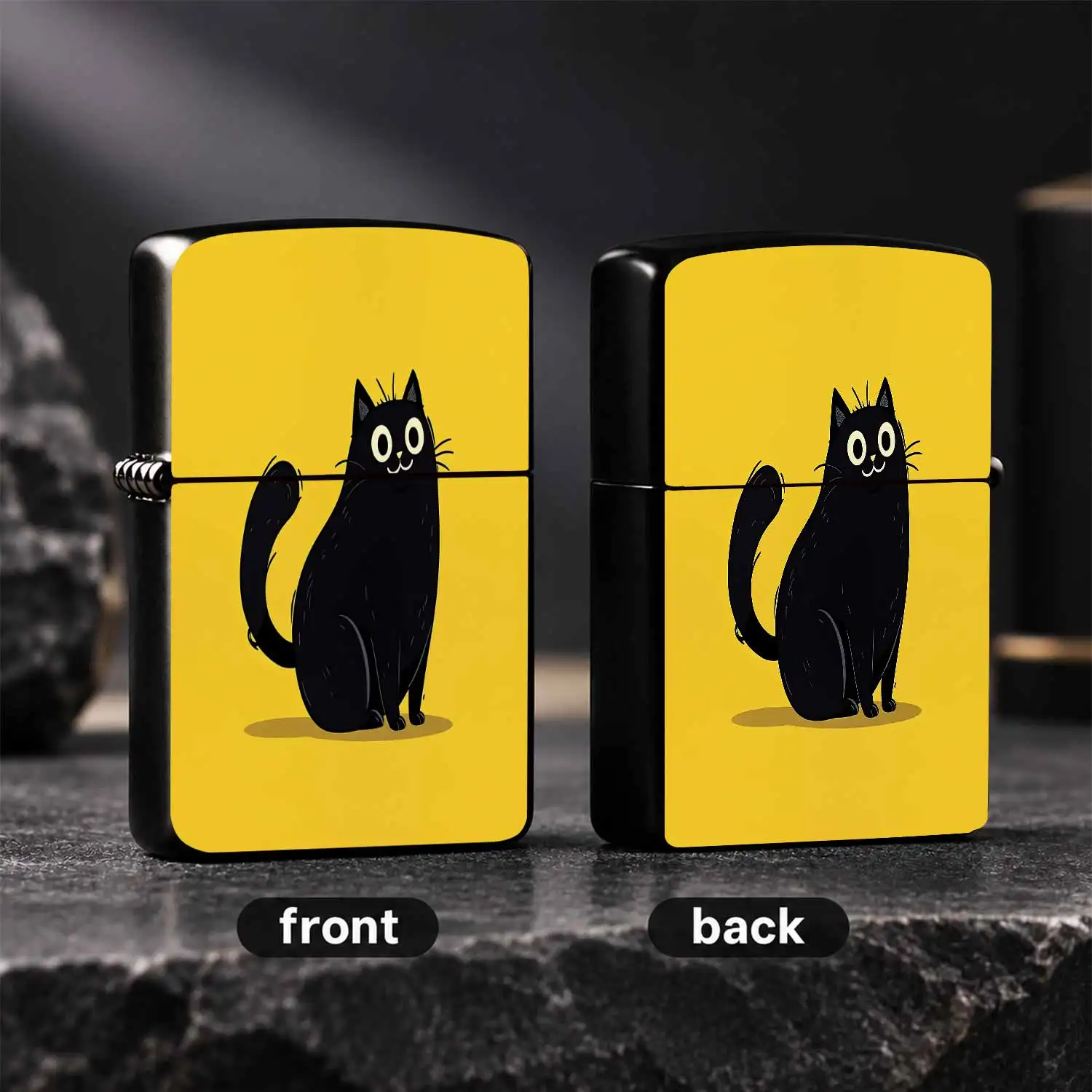 Cute Cartoonlighter Bright Yellow Background Adorable Hand-Drawn Style Portable Lighter For Home Outdoor Camping Candles Incense Lighting, Exquisite Lovely Cat Pattern Practical Creative Small Gift For Friends Cat Lover A Humorous And Inter